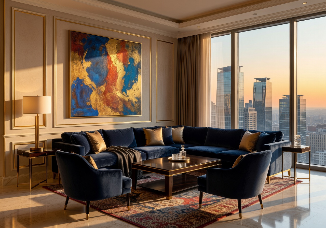 Luxury suite with a dedicated lounge area and premium furnishings